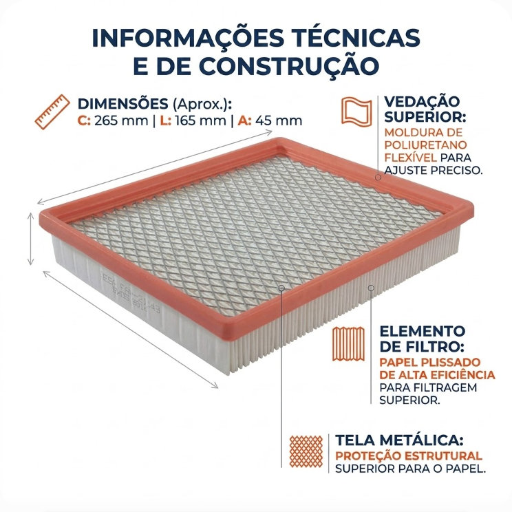 Filtro de Ar para Chrysler Stratus - Wega - FAP-2843 - (2)