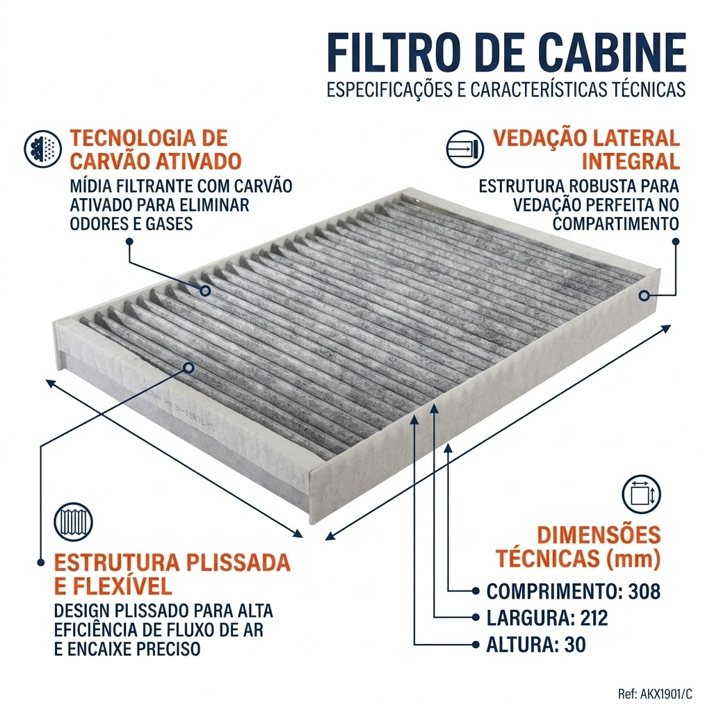 Filtro de Ar da Cabine com Carvão Ativado para Chrysler 300C e 300C Touring - Wega - AKX-1901/C - (3)