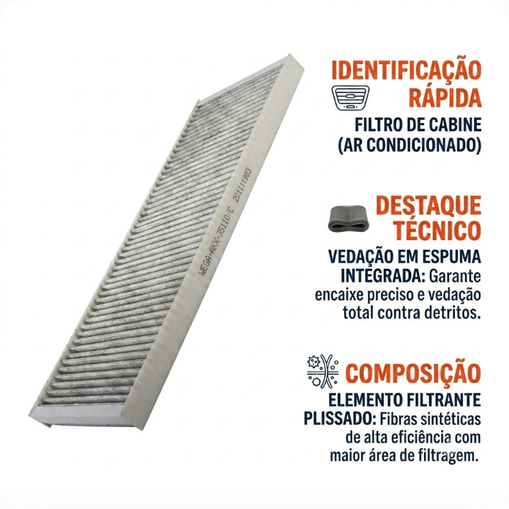 Filtro de Ar da Cabine com Carvão Ativado para Chevrolet Vectra - Wega - AKX-35110/C - (3)