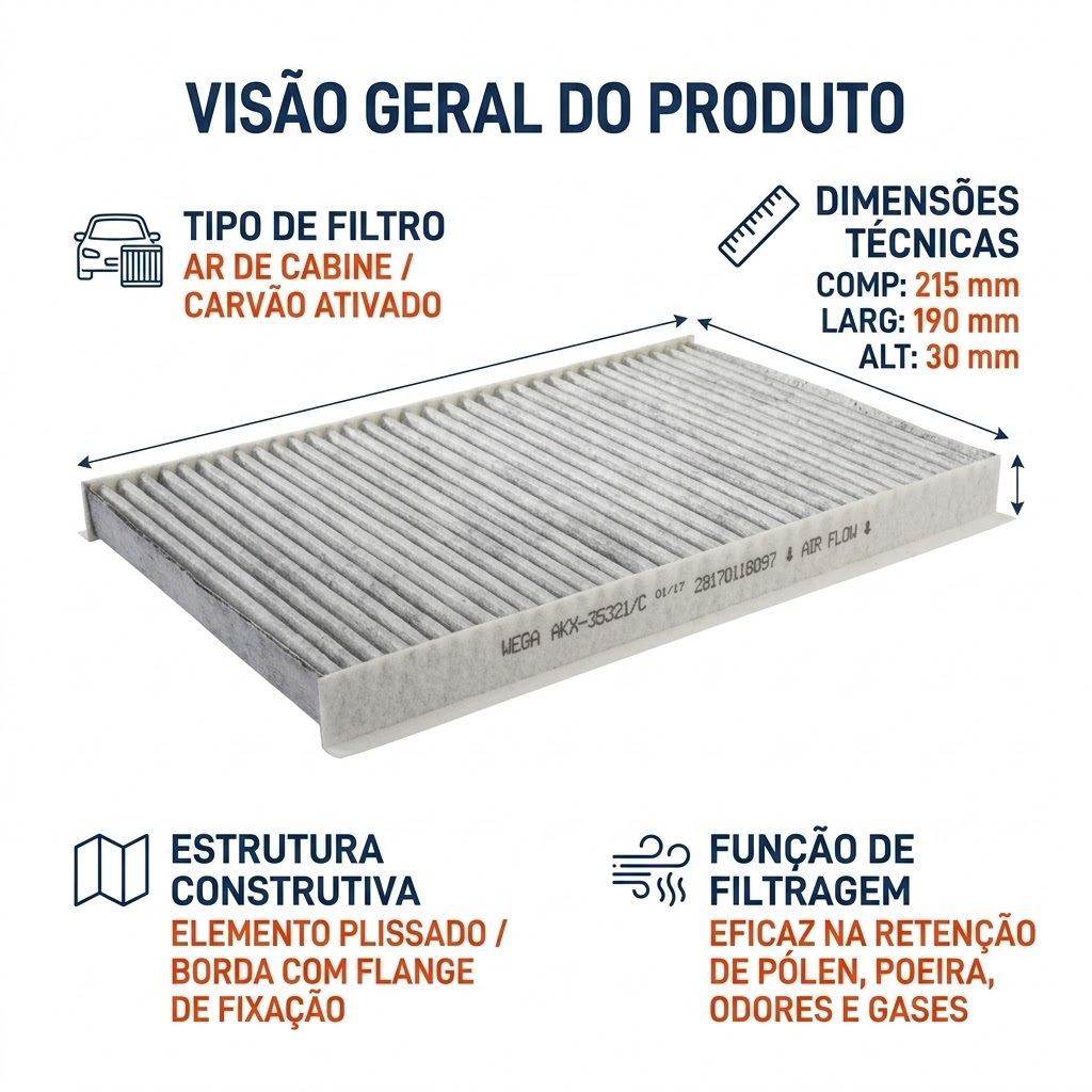 FIltro de Ar Condicionado Cabine com Carvão Ativado - Wega - AKX-35321/C - (3)