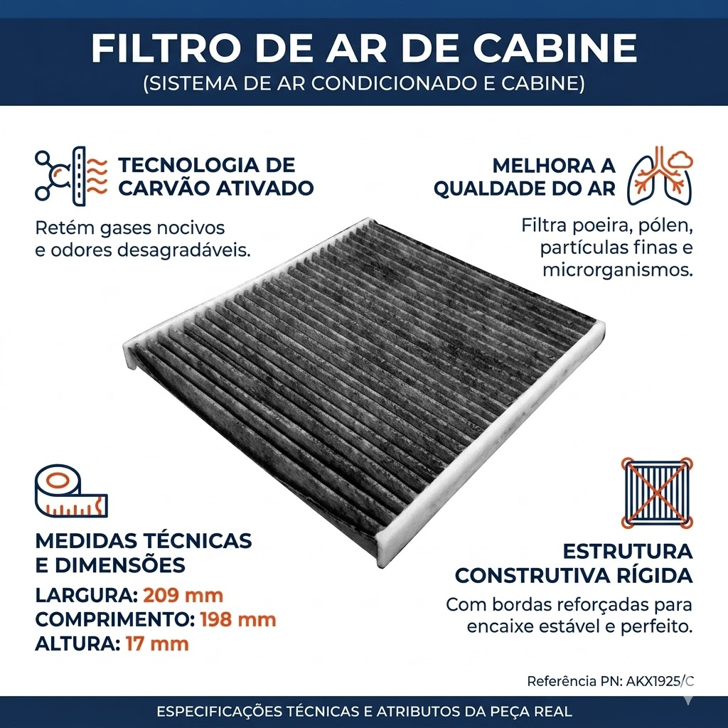 Filtro de Ar da Cabine com Carvão Ativado para Nissan March e Versa - Wega - AKX-1925/C - (2)