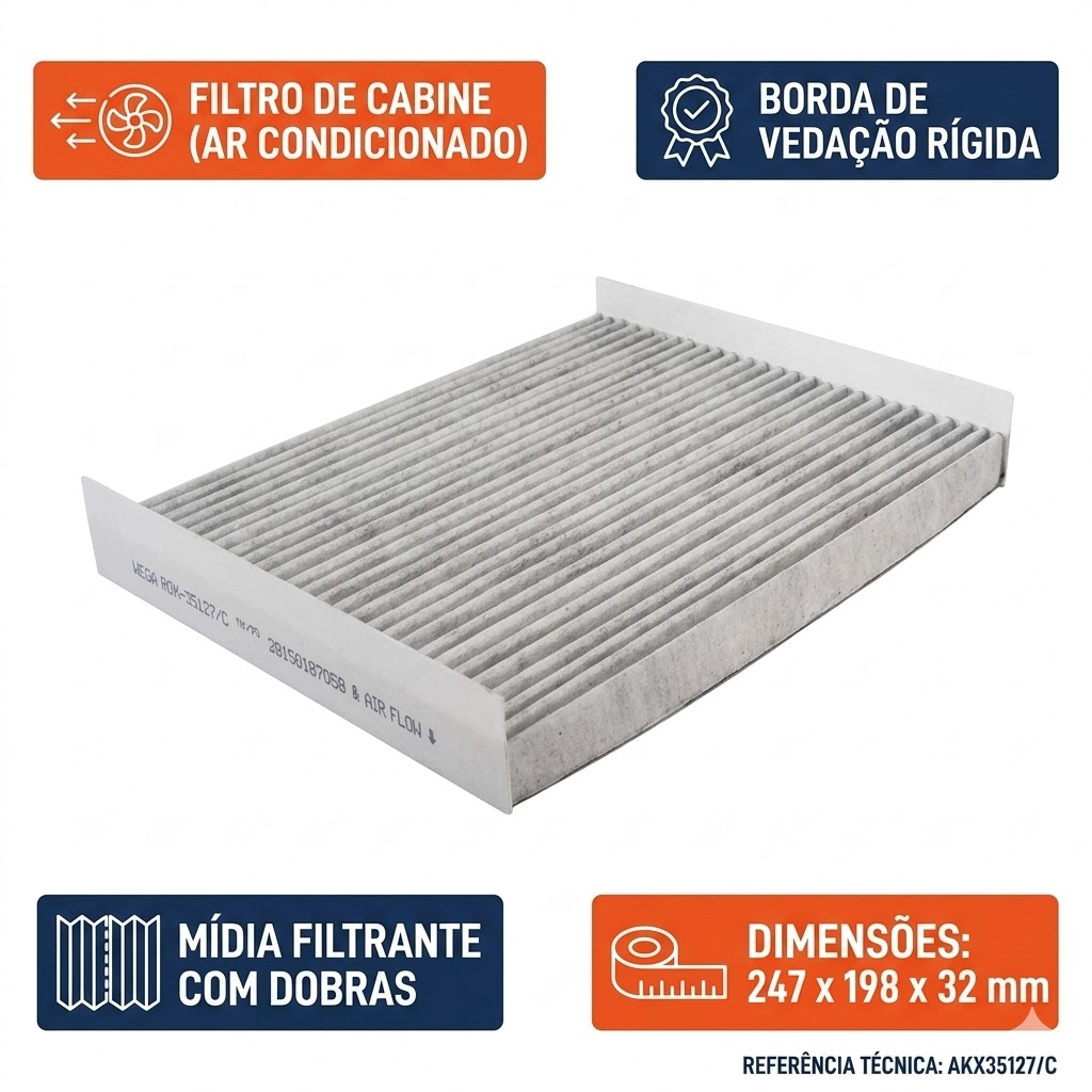 Filtro de Ar da Cabine com Carvão Ativado para Ford Fusion - Wega - AKX-35127/C - (3)