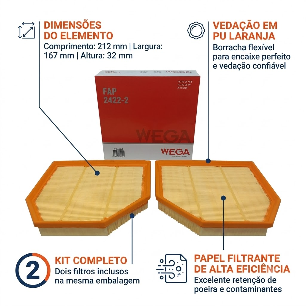 Filtro de Ar do Motor - Wega - FAP-2422-2 - (4)
