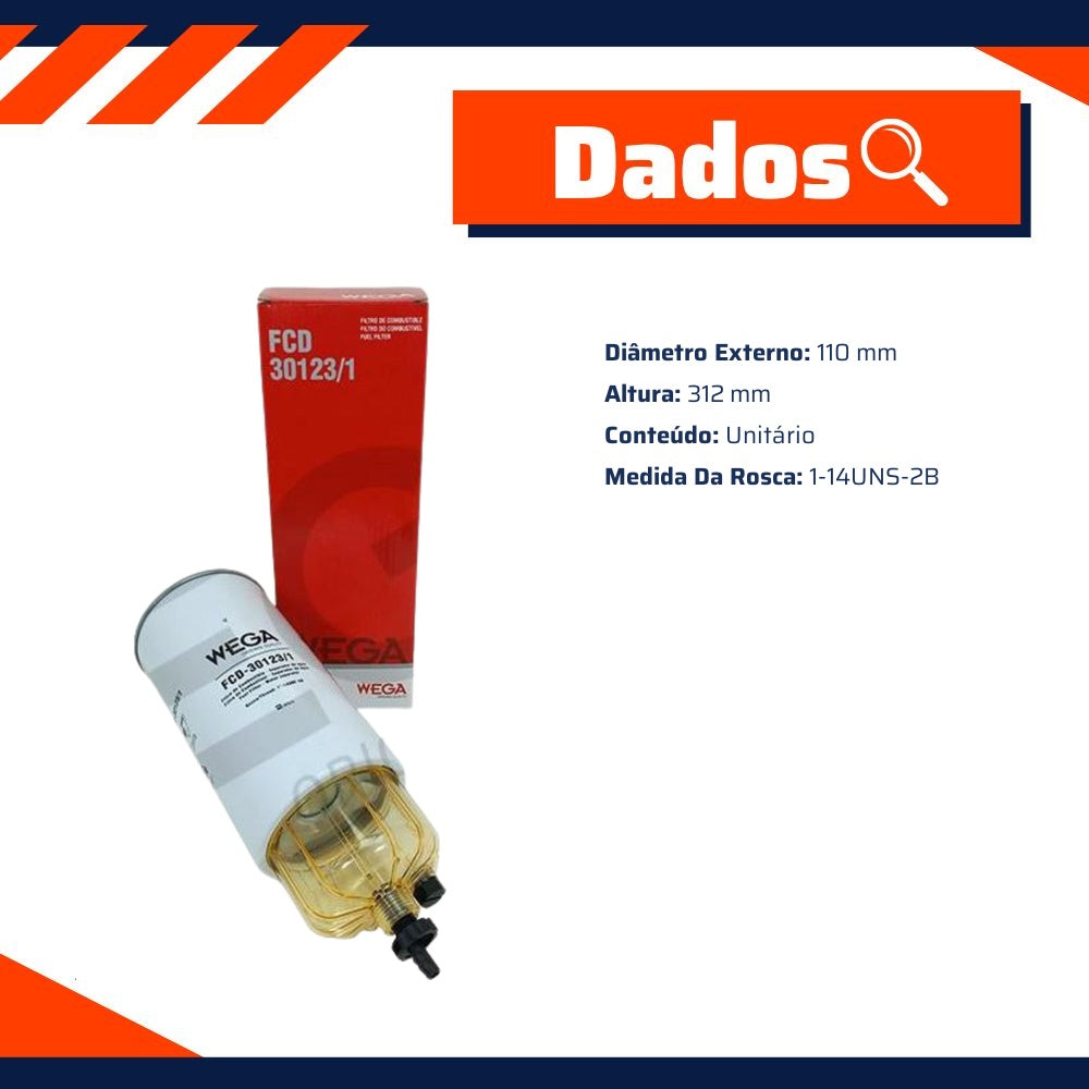 Filtro de Combustível Separador de Água - Wega - FCD-30123/1 - (3)