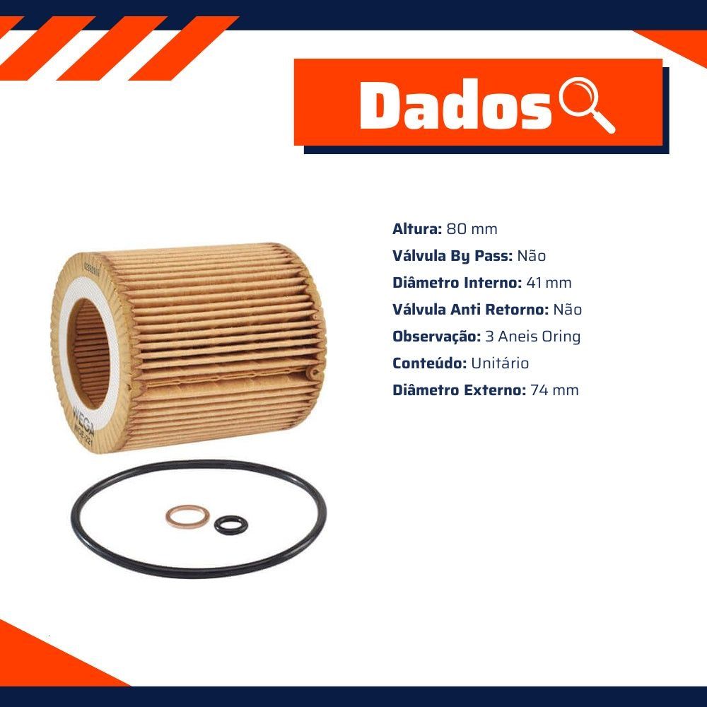 Kit Filtro e 7L Óleo Motor 5W40 Magnatec - Castrol / Wega - 3438139 / WOE-221 - (10)