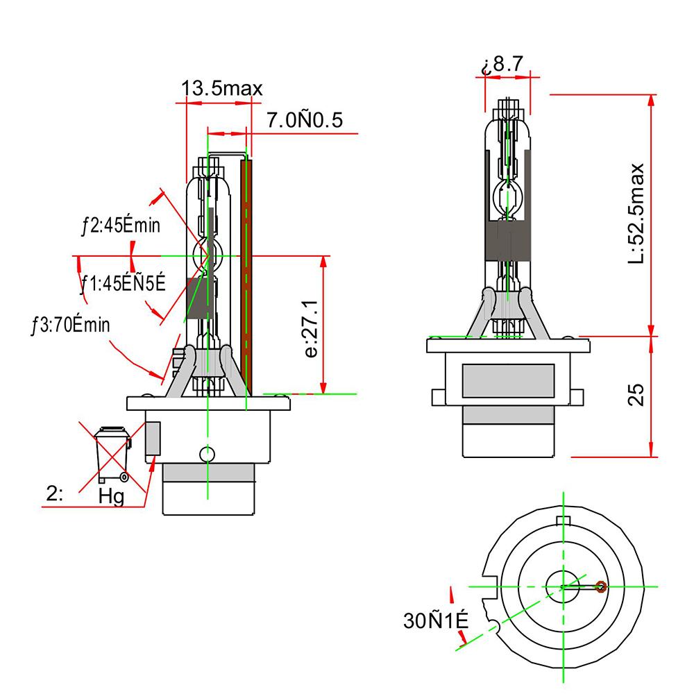 Lâmpada Xenon D2R 85V 35W C1 P32D-3 - Gauss - GL155D2R - (2)