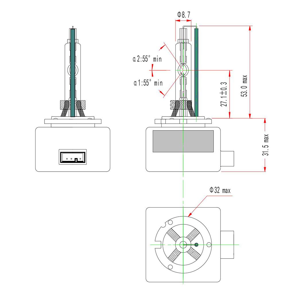 Lâmpada Xenon D8S 42V 25W C1 Pk32D-1 - Gauss - GL161D8S - (2)