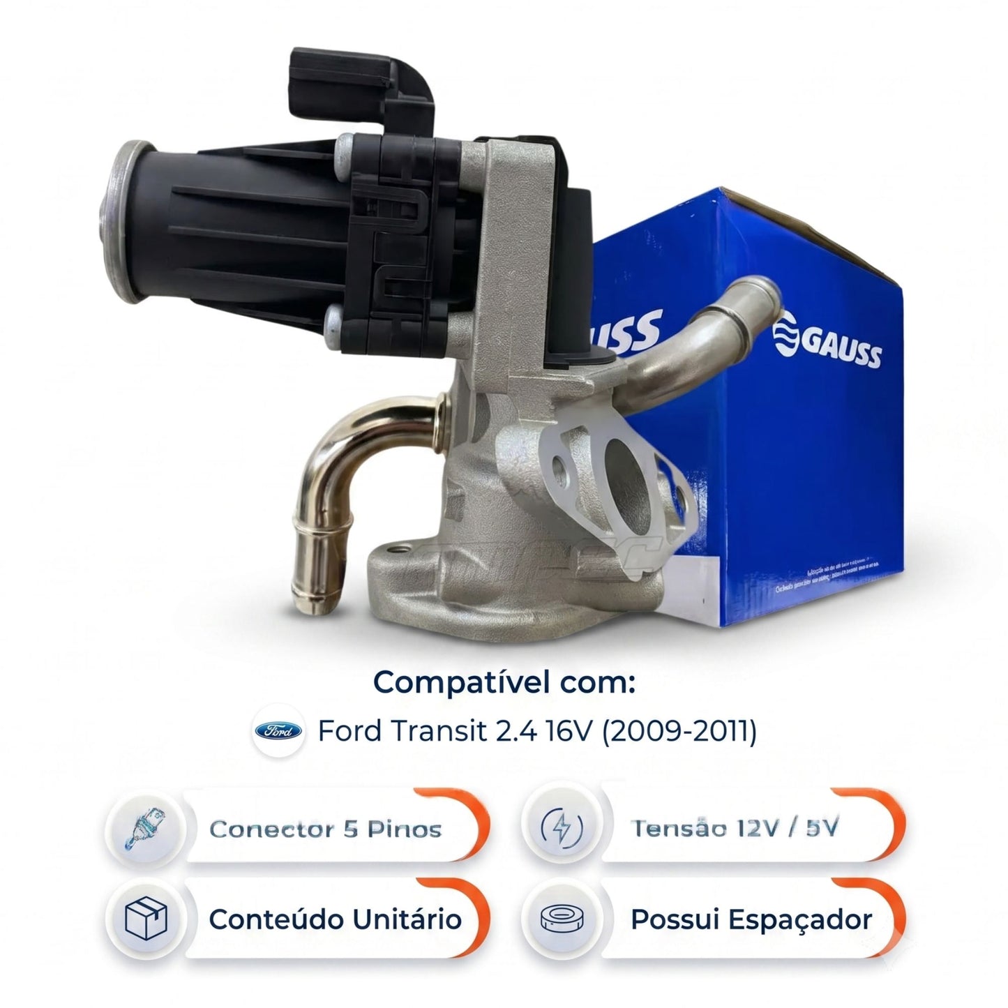 Válvula Egr 12V para Ford Transit - Gauss - GI2014 - (2)