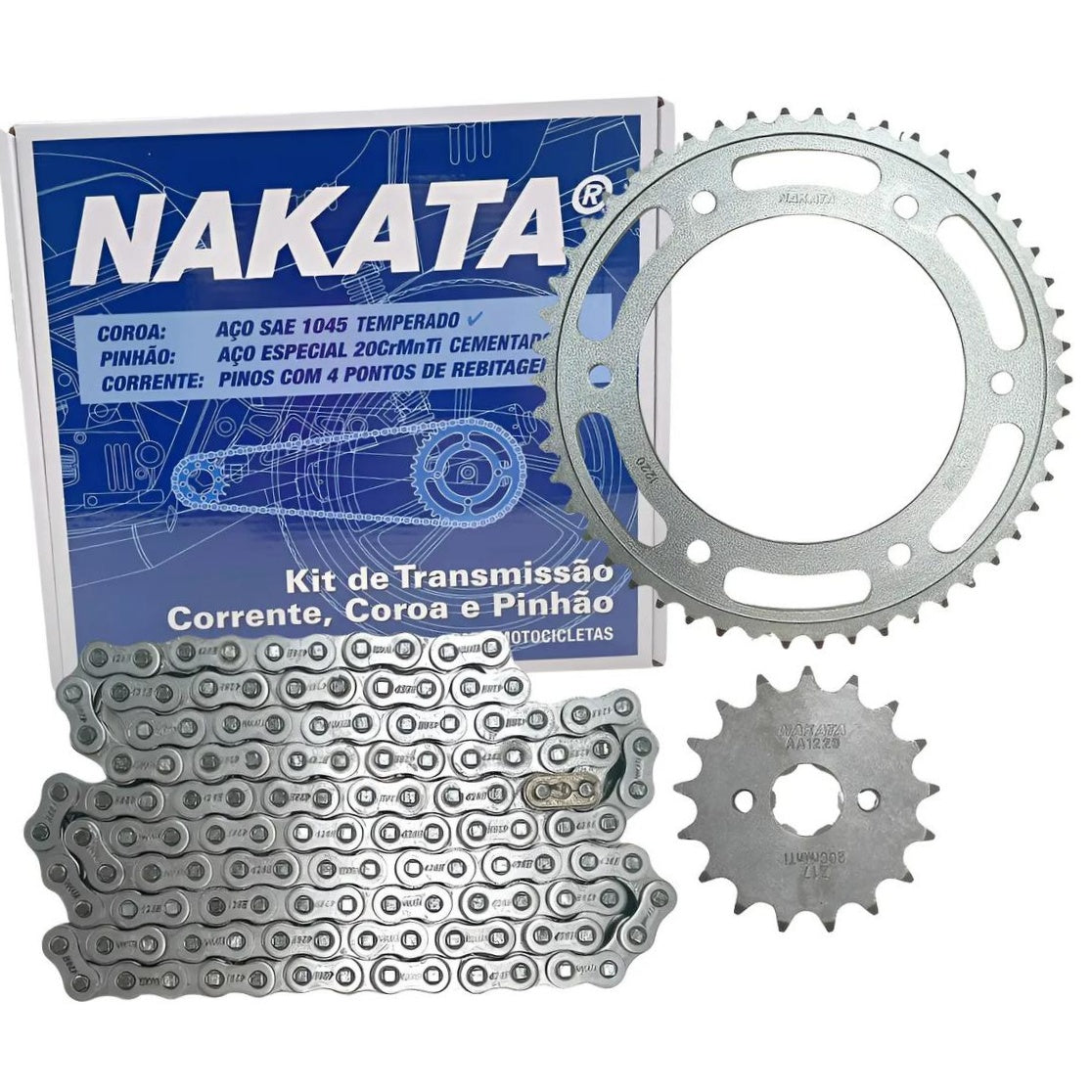 Kit da Coroa e Pinhão para Honda NXR 150 BROS - Nakata - TM10130 - (1)