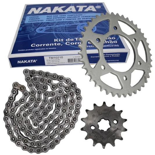 Kit da Coroa Pinhão e Corrente para Yamaha YS 150 FAZER - Nakata - TM10210 - (1)