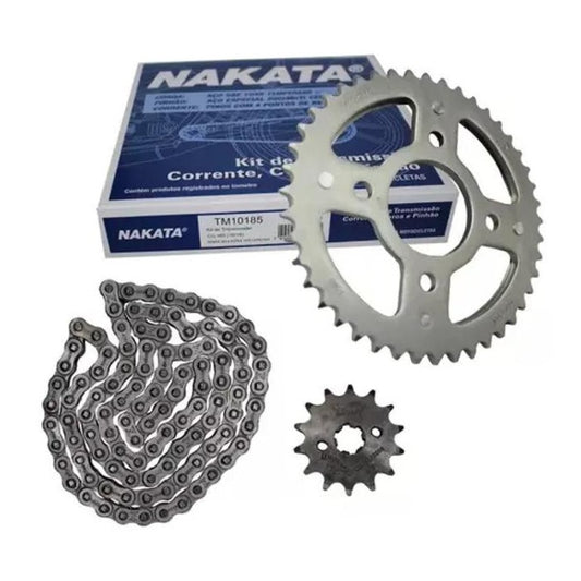 Kit da Coroa Pinhão e Corrente para Honda CG 160 - Nakata - TM10185 - (1)