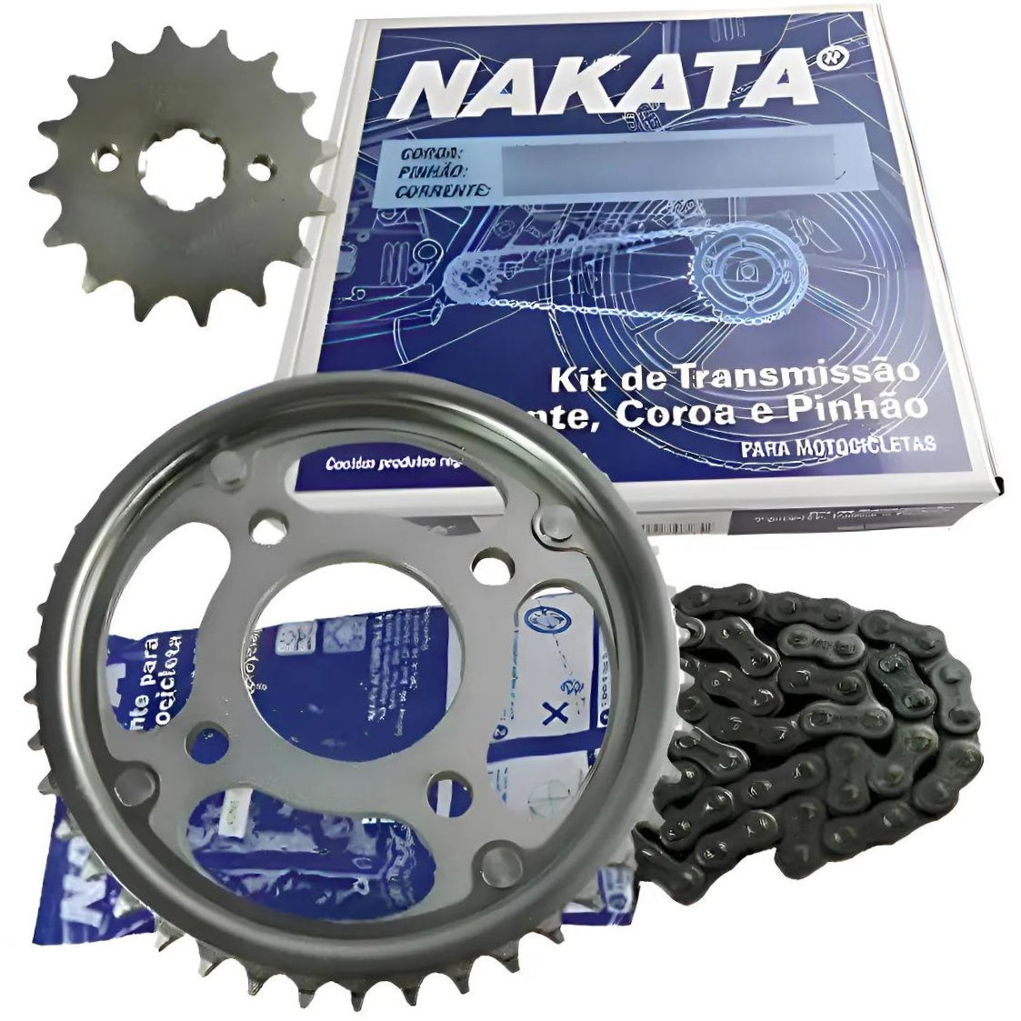 Kit da Coroa Pinhão e Corrente para Honda CG 160 - Nakata - TM10185 - (2)