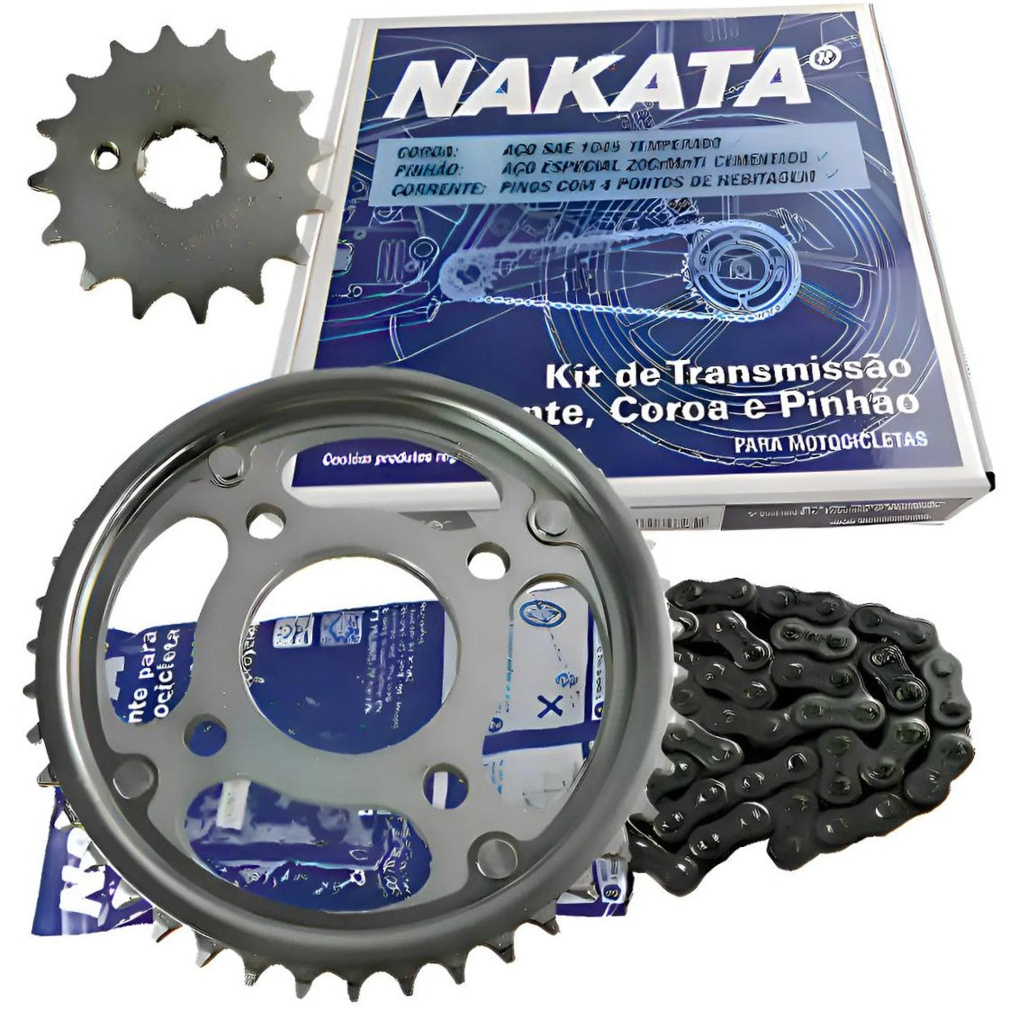 Kit da Coroa Pinhão e Corrente para Honda CG 160 - Nakata - TM10185R - (2)
