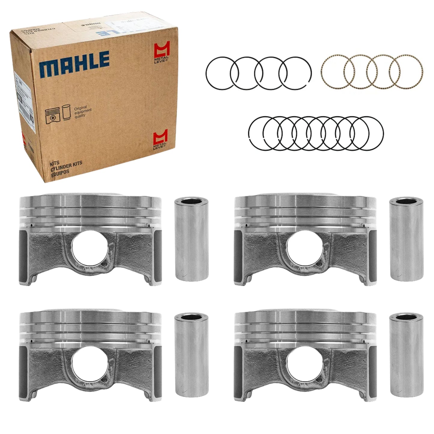 Jogo com 4 Pistões com Anéis 0,50 para Honda Civic e HR-V - Mahle Metal Leve - P&A9832 0,50 - (1)