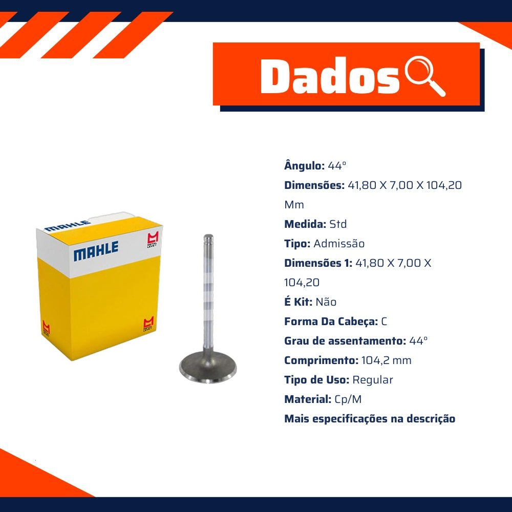 Kit 4 Válvula de Admissão - Mahle Metal Leve - VA0140040 STD - (5)