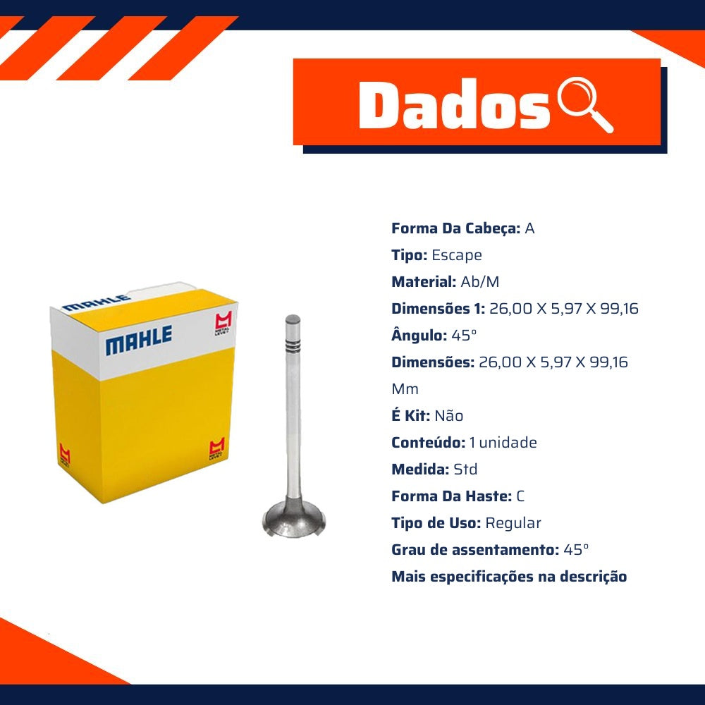 Kit 4 Válvula de Escape para Volkswagen Amarok - Mahle Metal Leve - VE0701559 STD - (5)