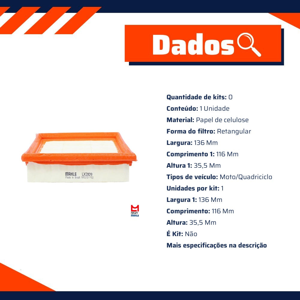 Kit Vela + Filtro de Ar + Filtro Combustível NXR Bross 150 160 XRE 190 Injeção - NGK / Mahle - (20)
