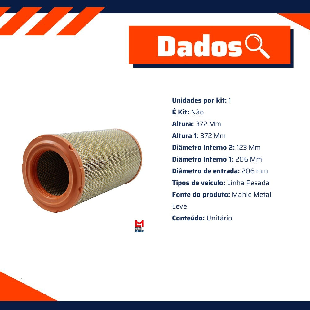 Filtro de Ar do Motor - Mahle Metal Leve - LX3614 - (3)
