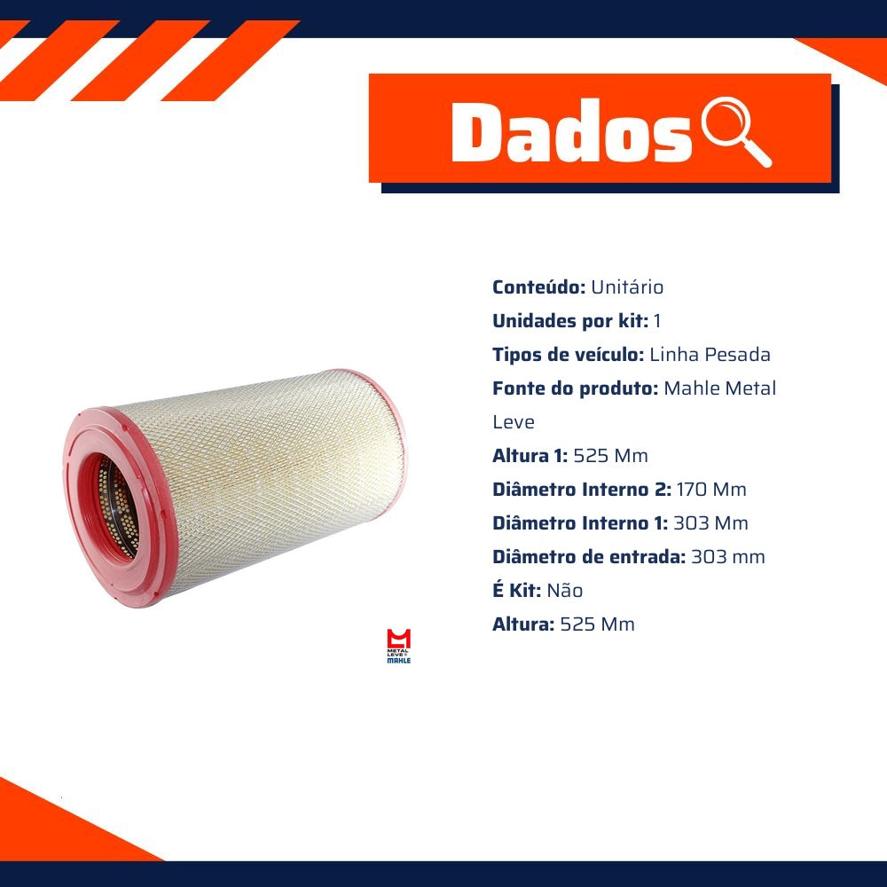 Filtro de Ar do Motor - Mahle Metal Leve - LX712 - (3)