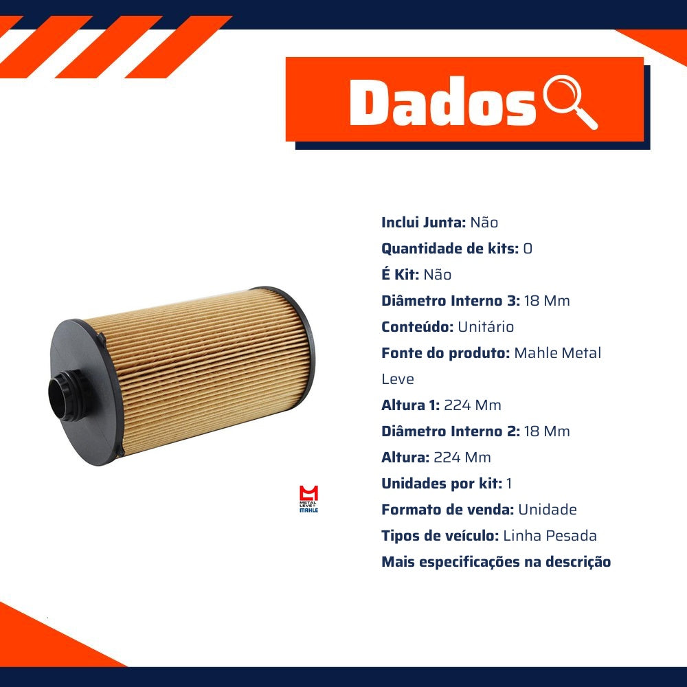 Filtro de Óleo Lubrificante - Mahle Metal Leve - OX1052D - (3)