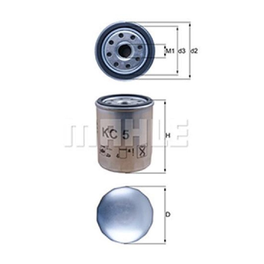 Filtro Blindado de Combustível - Mahle Metal Leve - KC5 - (1)