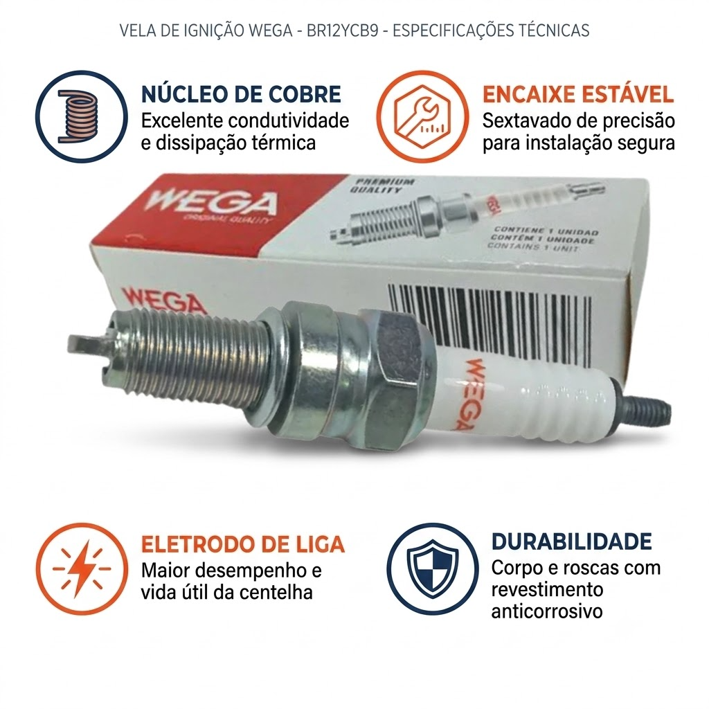 Vela de Ignição - Wega - BR12YCB9 - (4)
