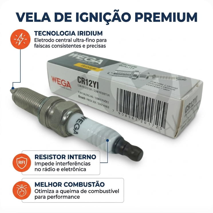 Vela de Ignição Iridium - Wega - CR12YI - (3)