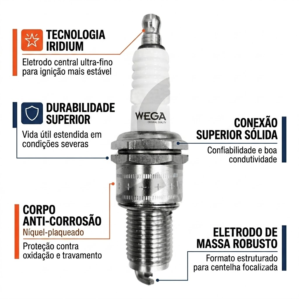 Vela de Ignição Iridium para Toyota Corolla e Corolla Cross - Wega - CR12YLI8 - (3)