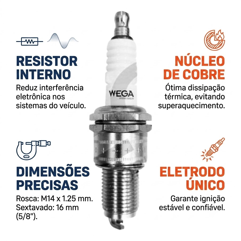 Vela de Ignição - Wega - DR17YC - (2)