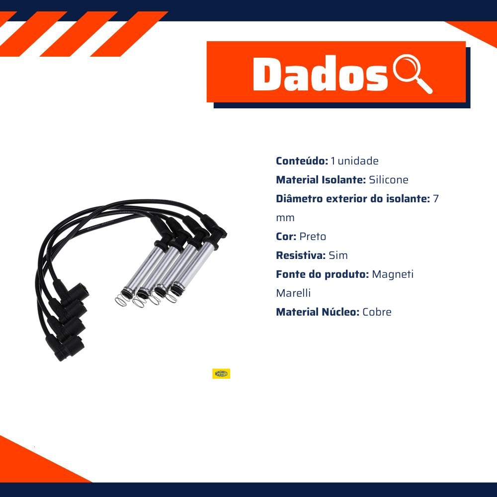 Kit 4 Vela Ignição V-Form e Cabo - Magneti Marelli - CVMG7202 / F7RFMM - (3)