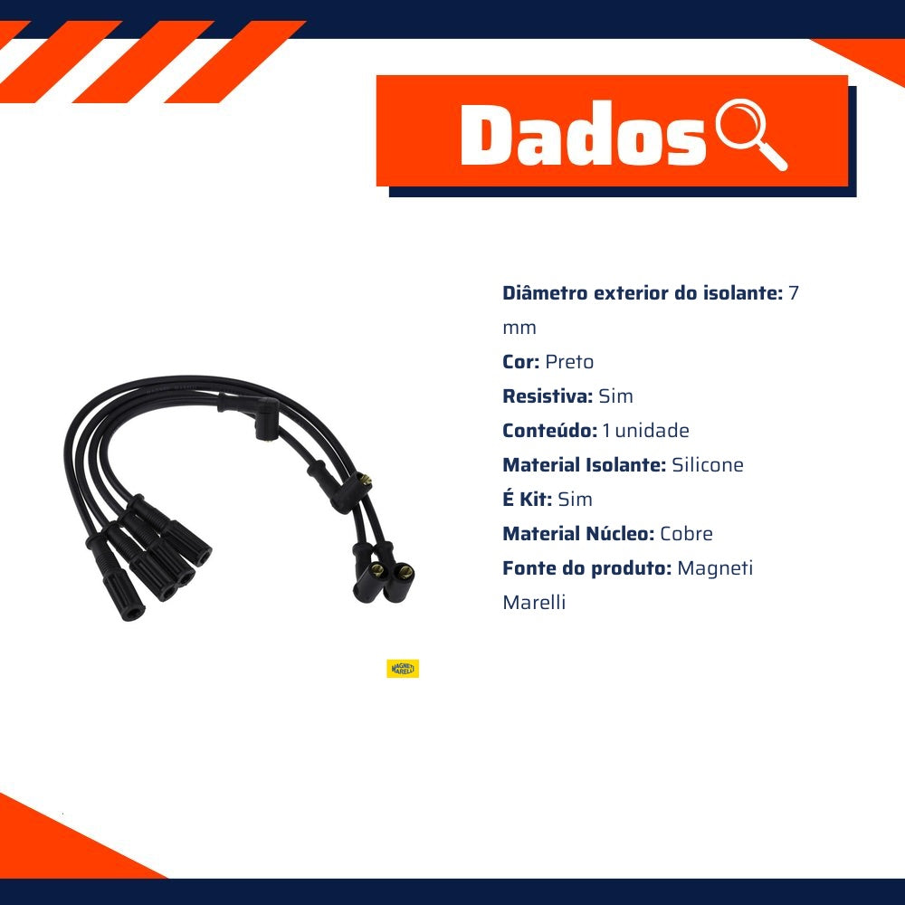 Kit 4 Vela Ignição V-Form e Cabo - Magneti Marelli - CVMT0602 / K6RFMM - (3)