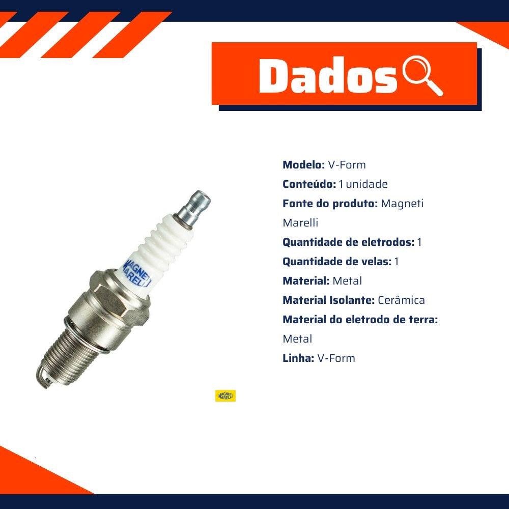 Kit 4 Vela Ignição V-Form e Cabo - Magneti Marelli - CVMT4602 / F5RFMM - (9)