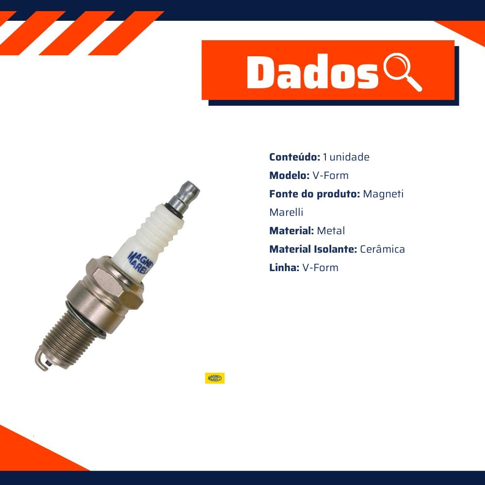 Kit 4 Vela Ignição V-Form e Cabo - Magneti Marelli - CVMG7202 / F7RFMM - (11)