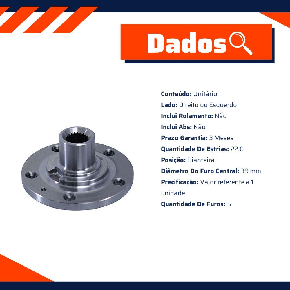 Cubo de Roda Dianteiro Direito ou Esquerdo 5 Furos sem Rolamento sem ABS - Cofap - CRC01003 - (2)