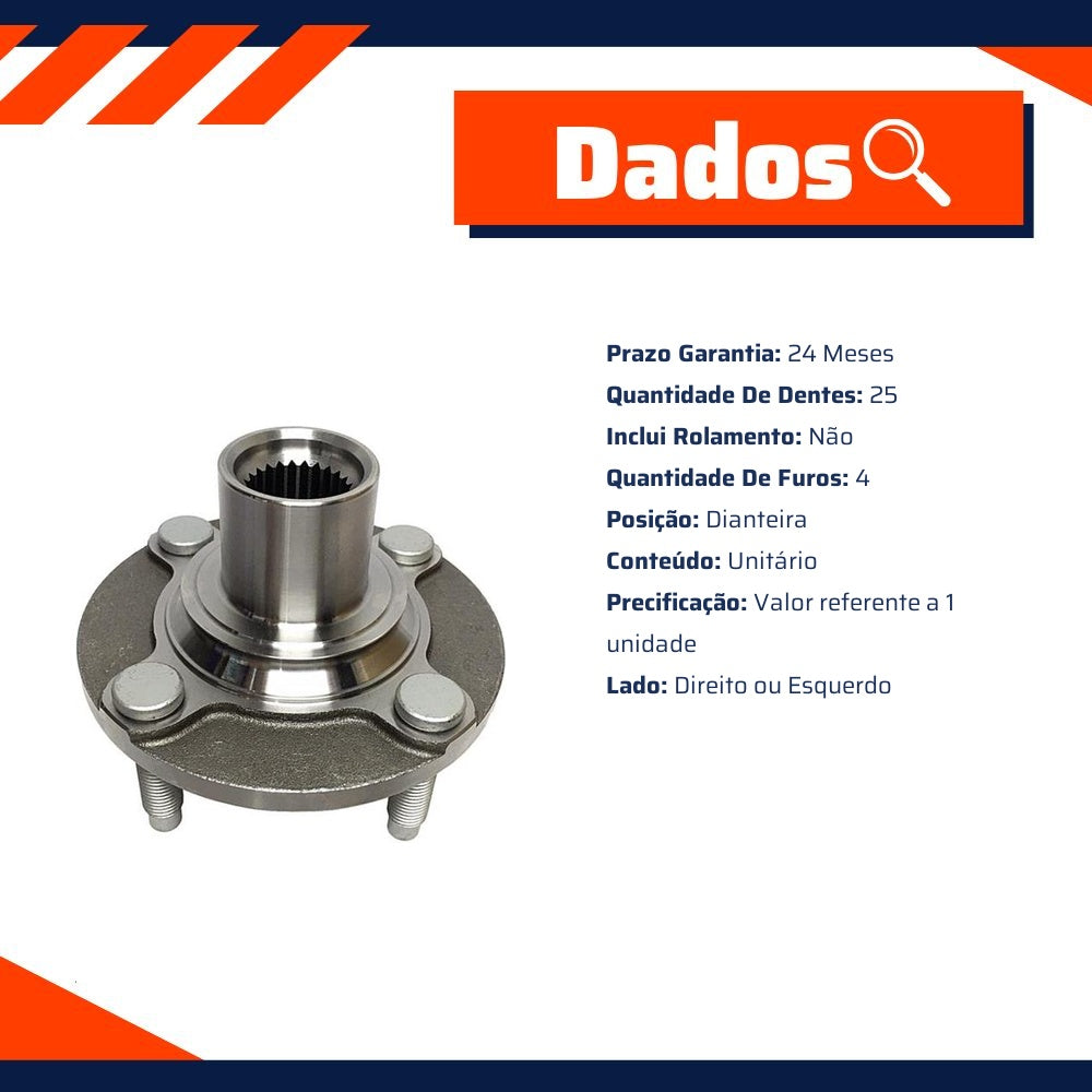 Cubo de Roda Dianteiro Direito ou Esquerdo 4 Furos 25 Dentes sem Rolamento - Cofap - CRC04024 - (2)
