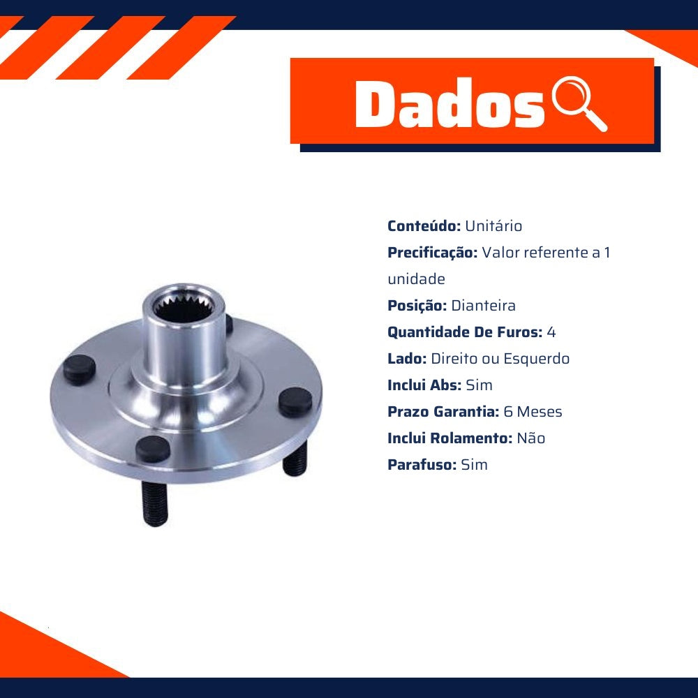 Cubo de Roda Dianteiro Direito ou Esquerdo 4 Furos sem Rolamento com ABS - Cofap - CRC08049 - (2)