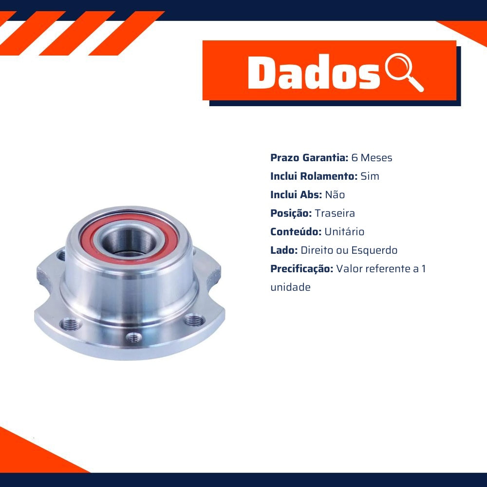 Cubo de Roda Traseiro Direito ou Esquerdo com Rolamento sem ABS - Cofap - CRC03027 - (2)
