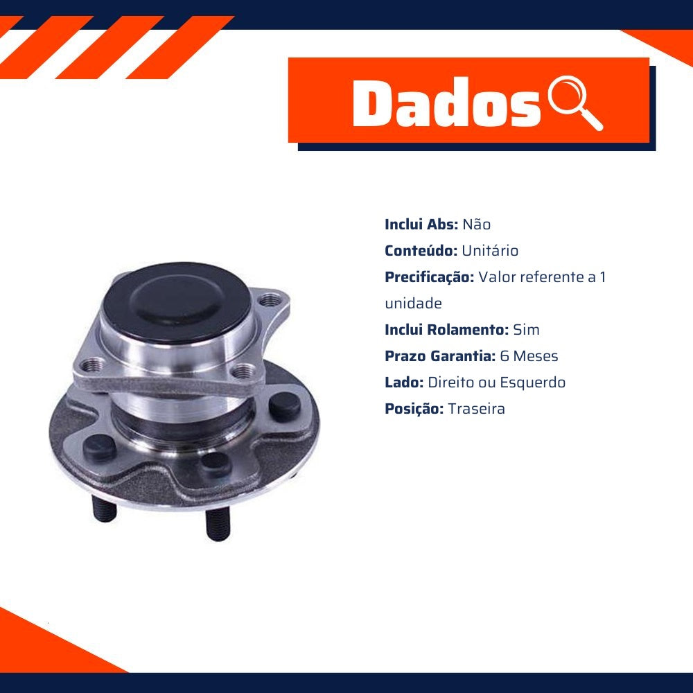 Cubo de Roda Traseiro Direito ou Esquerdo com Rolamento sem ABS para Toyota Corolla - Cofap - CRC22040 - (2)