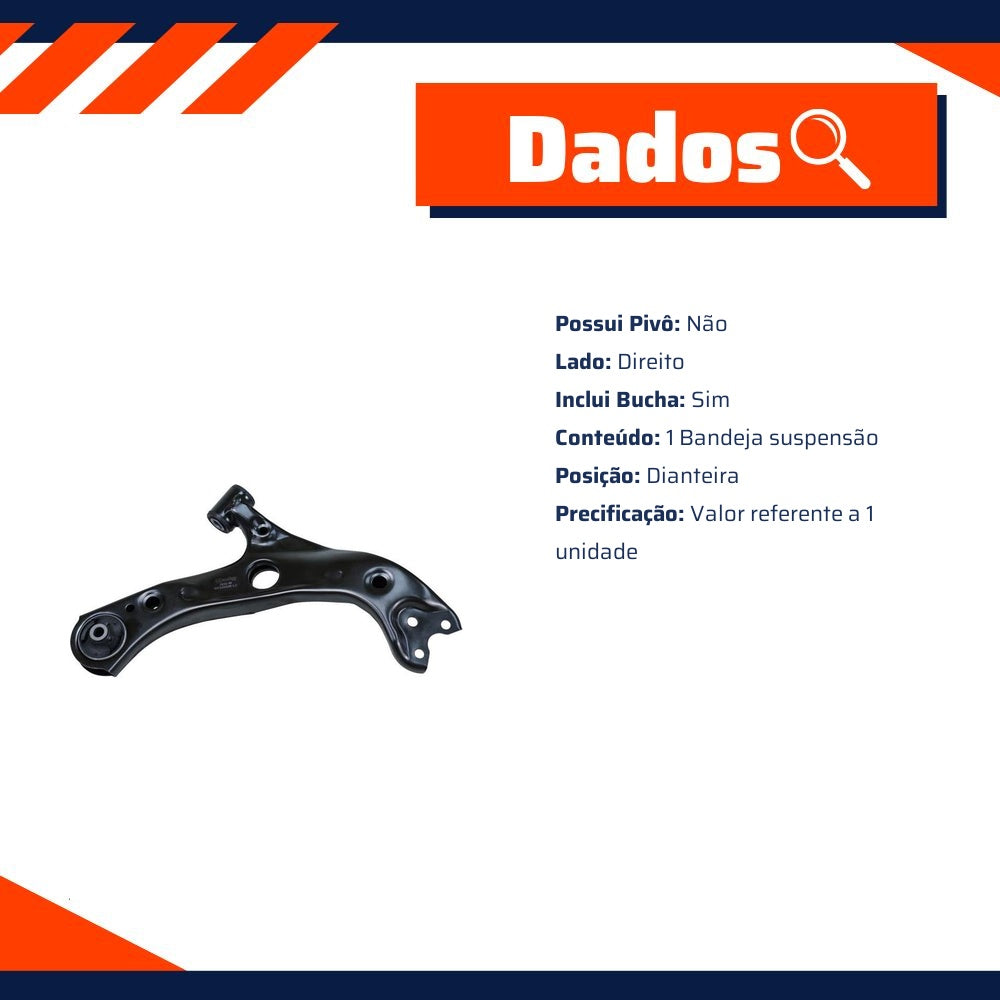 Bandeja Suspensão Dianteira Direita com Bucha para Toyota Corolla - Cofap - BJC22020M - (2)