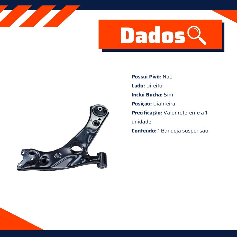 Bandeja Suspensão Dianteira Direita com Bucha para Toyota Corolla Cross - Cofap - BJC22022M - (2)