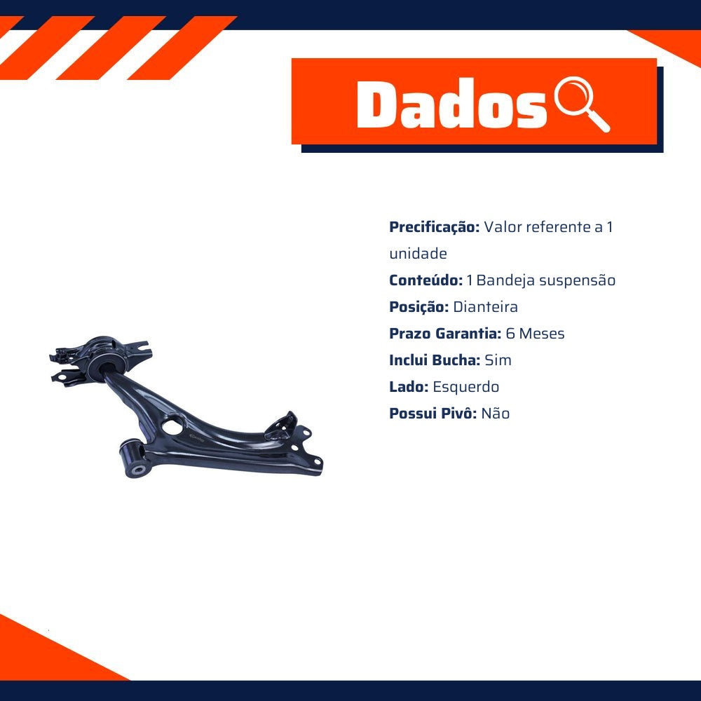 Bandeja Suspensão Dianteira Esquerda com Bucha para Honda Civic - Cofap - BJC10023M - (2)