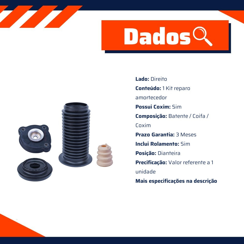 Kit Reparo Amortecedor Dianteiro Direito Ou Esquerdo Com Rolamento Com Coxim - Cofap - TKC03128 - (2)