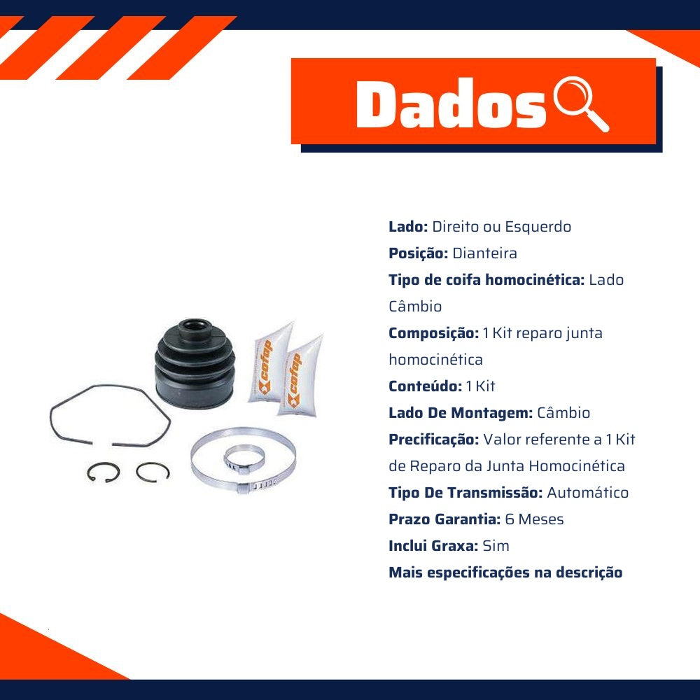 Kit Reparo Junta Homocinética Dianteira Câmbio Automático Com Coifa - Cofap - KJD39005 - (2)