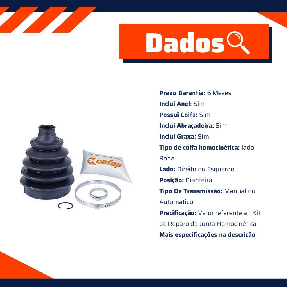 Kit Reparo Junta Homocinética Dianteira Roda Automática / Manual Com Coifa - Cofap - KJH22006 - (2)