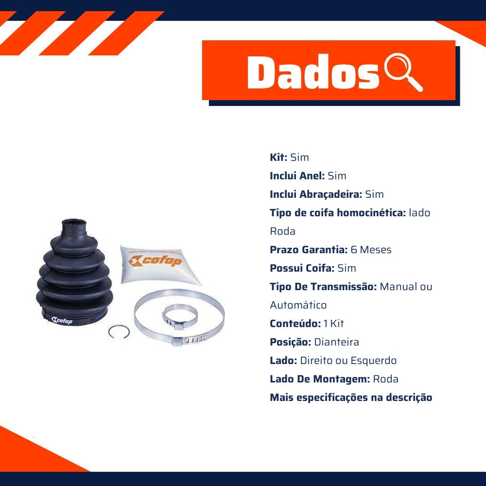 Kit Reparo Junta Homocinética Dianteira Roda Automática Manual com Coifa para Ford Ecosport - Cofap - KJH08107 - (2)