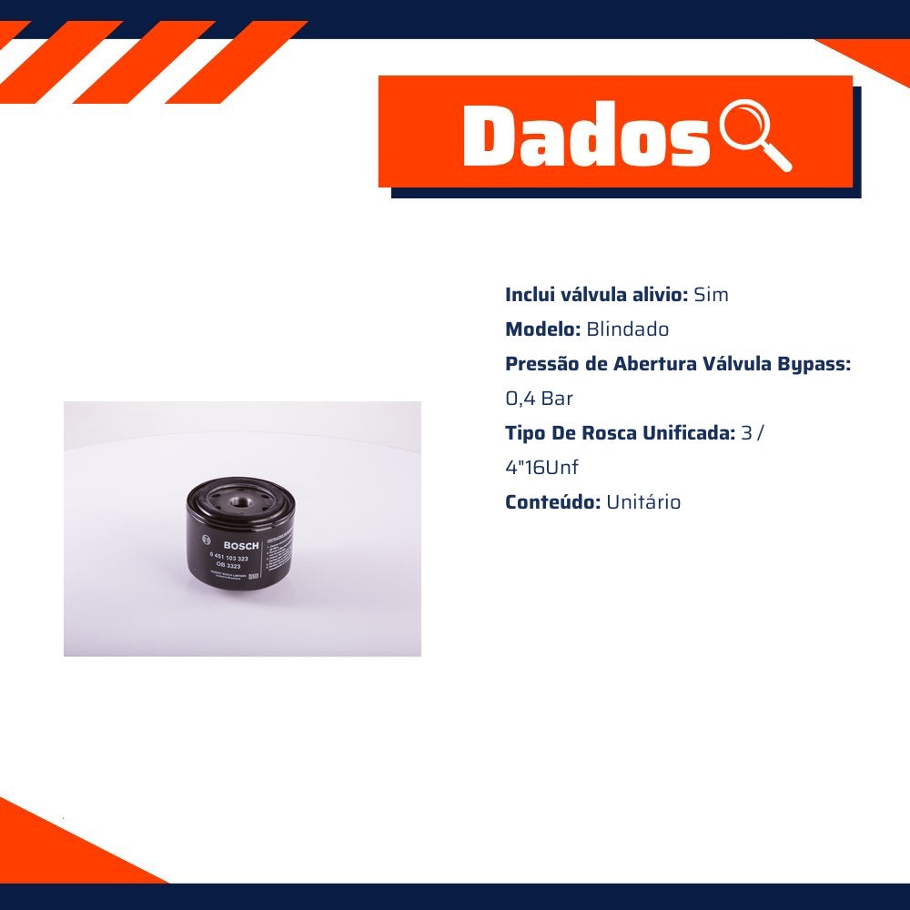 Filtro de Óleo Lubrificante - Bosch - 0 451 103 323 - (2)