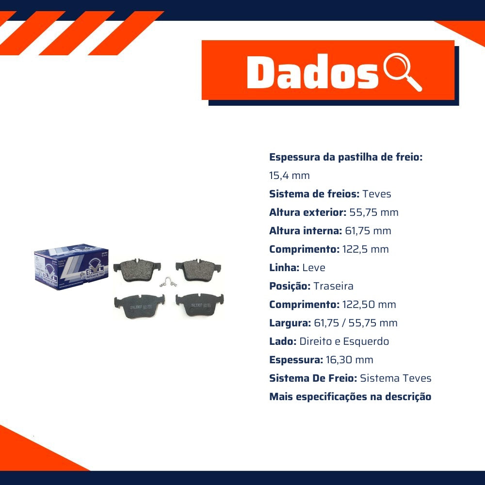 Jogo de Pastilhas de Freio Traseira para Mercedes-Benz C 180 e C 200 - Syl - 3307 - (4)