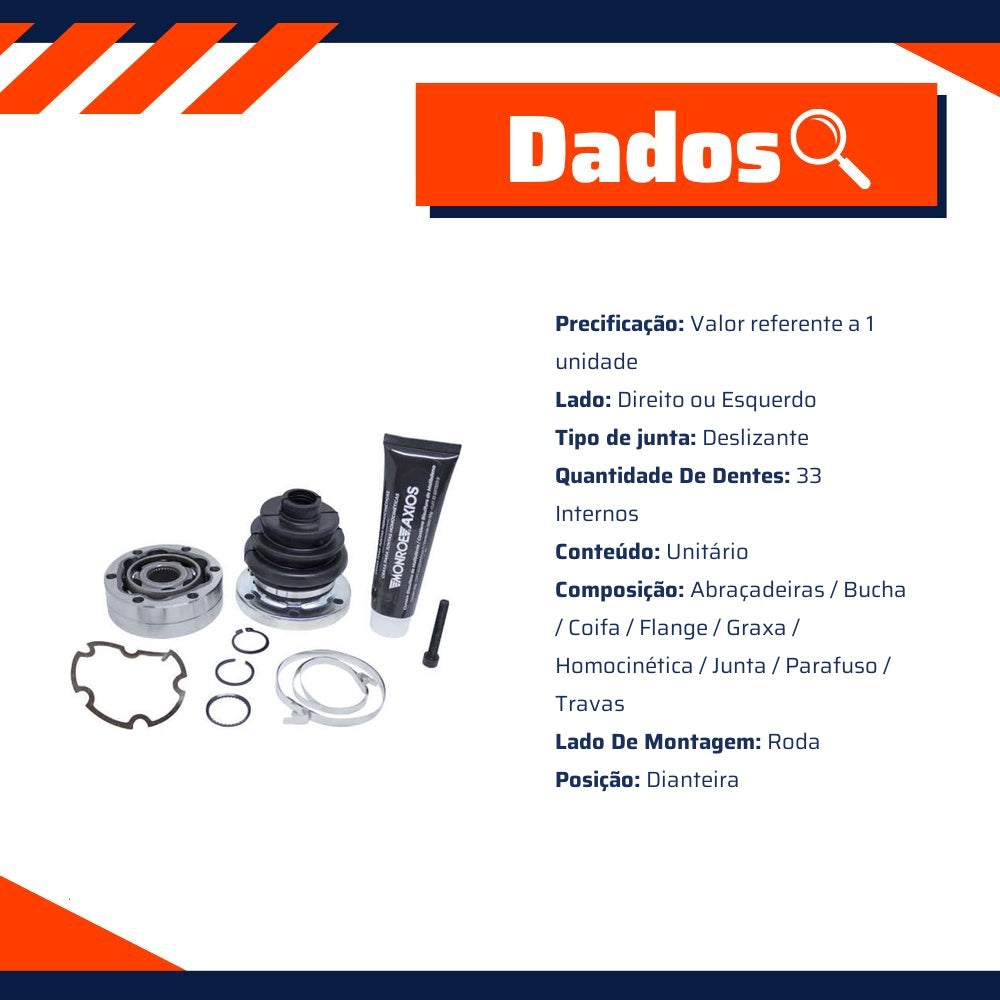 Junta Homocinética Deslizante Lado Roda para Volkswagen Kombi e Variant - Monroe Axios - 5466094 - (2)