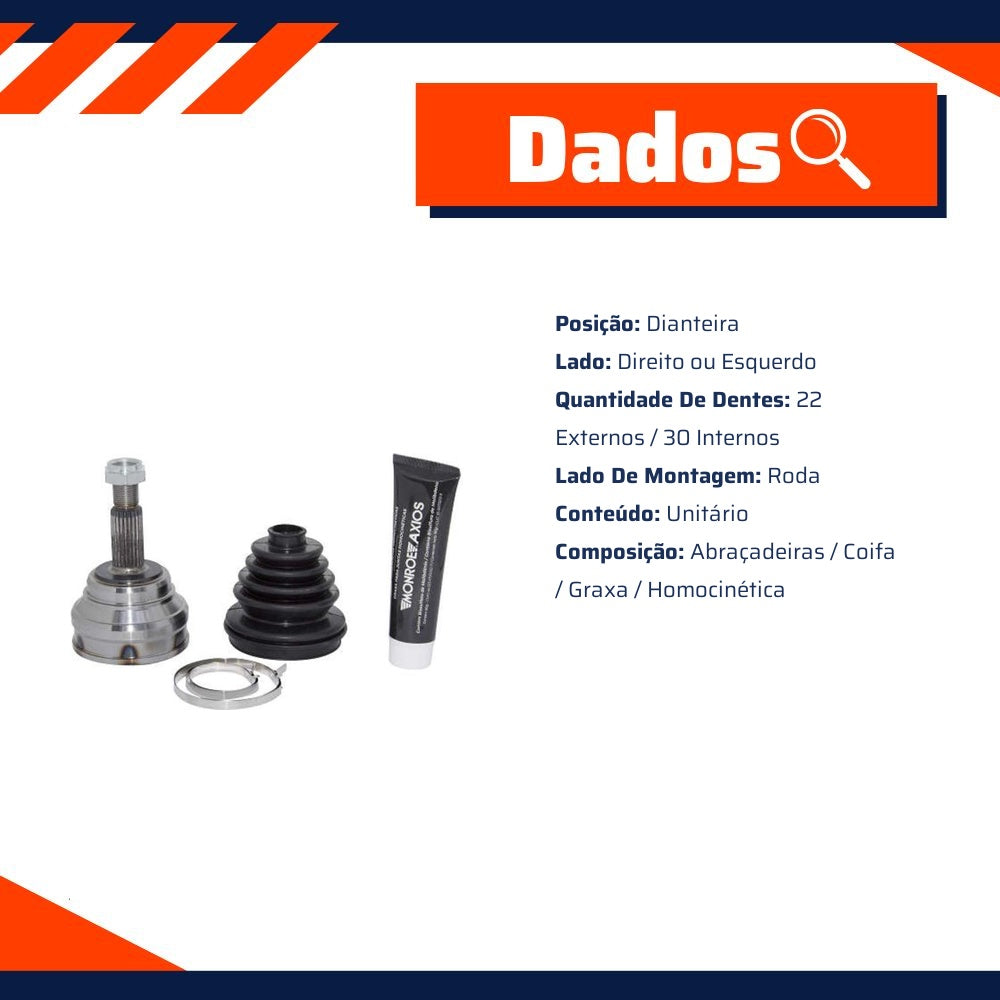Junta Homocinética Lado Roda para Volkswagen Golf e Polo Classic - Monroe Axios - 5466051 - (2)