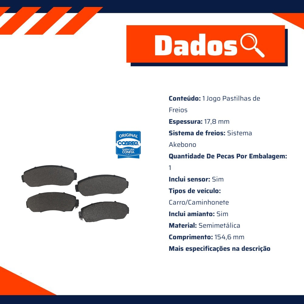 Pastilha de Freio Dianteira para Honda CR-V - Cobreq - N-1077 - (3)
